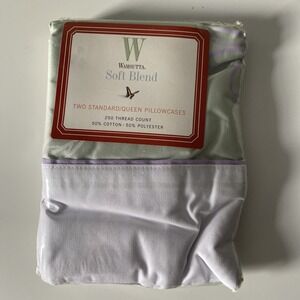 Wamsutta Soft Blend Sage Butterfly Two Standard/Queen Pillowcases 250 Thread